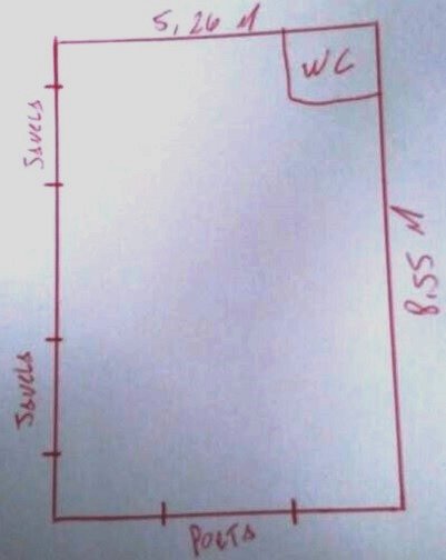 Rascunho de planta baixa para montar um studio de pilates.